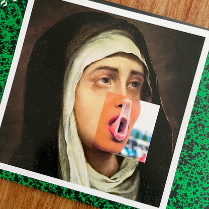 Détail du tirage d’art Prayerful Bubble imprimé en France et poinçonné Nada Plicc