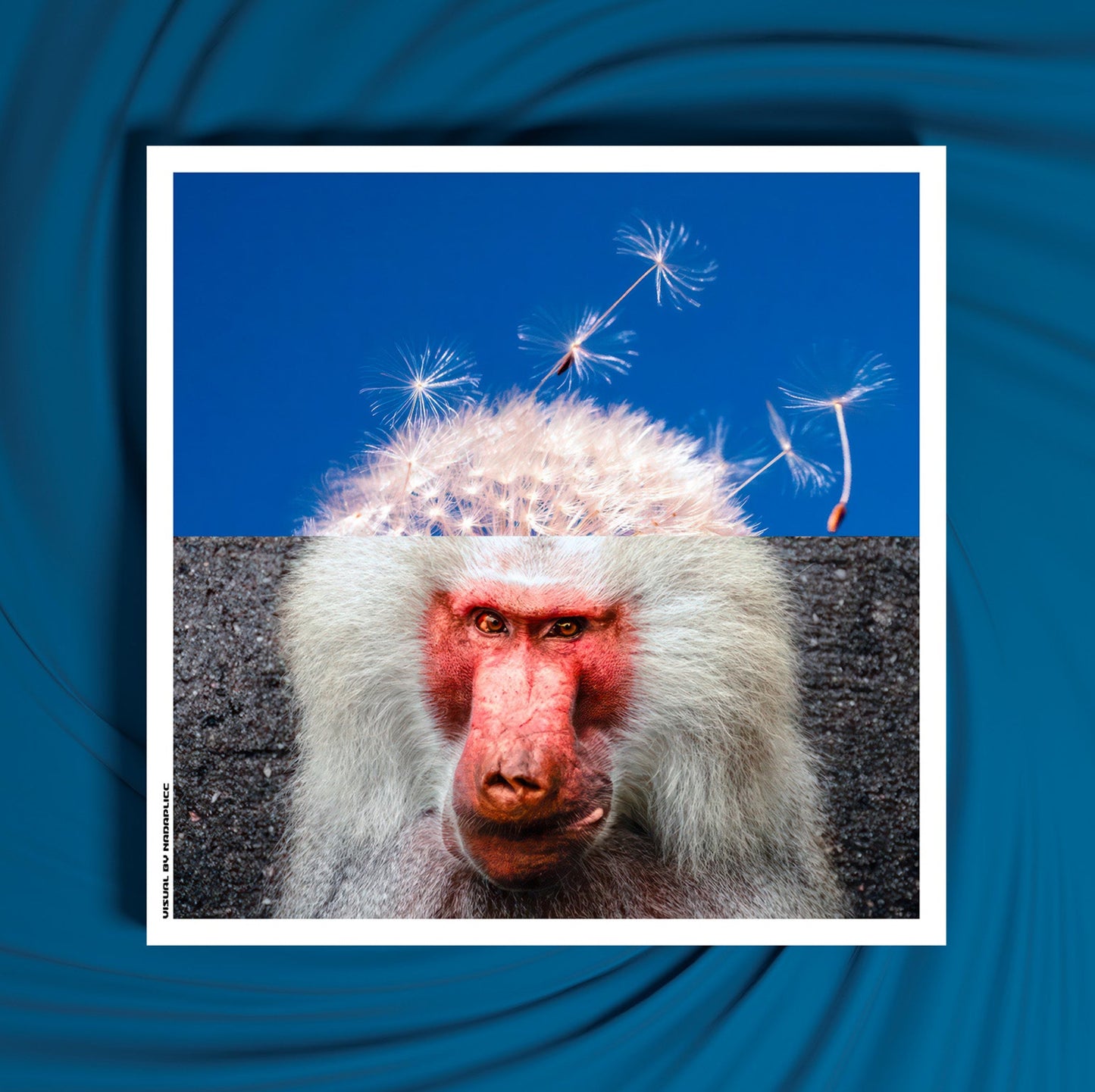 Mockup du tirage d’art Primate Ponderings sous cadre blanc pour décoration murale