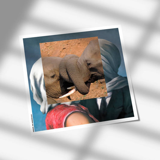 Tirage d’art contemporain Elephantine Love signé Nada Plicc format 30 x 30 cm